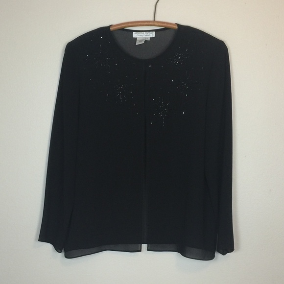 ADRIANNA PAPÉLL Evening Essentials Sheer Jacket PL - Picture 1 of 8